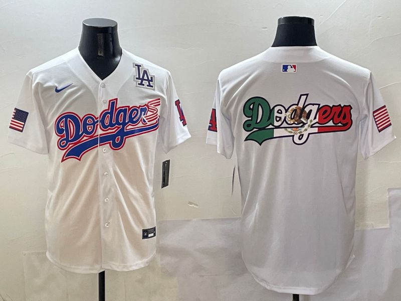 Men Los Angeles Dodgers Blank White national flag second generation joint name Nike 2025 MLB Jersey style 11